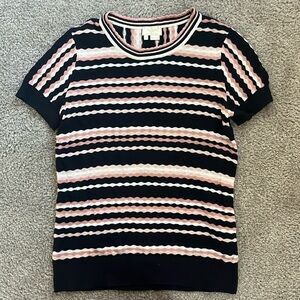 Kate Spade Short Sleeve Black and Pink Sweater